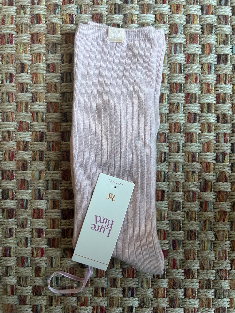 Light Pink Ribbed Knee-High Socks by